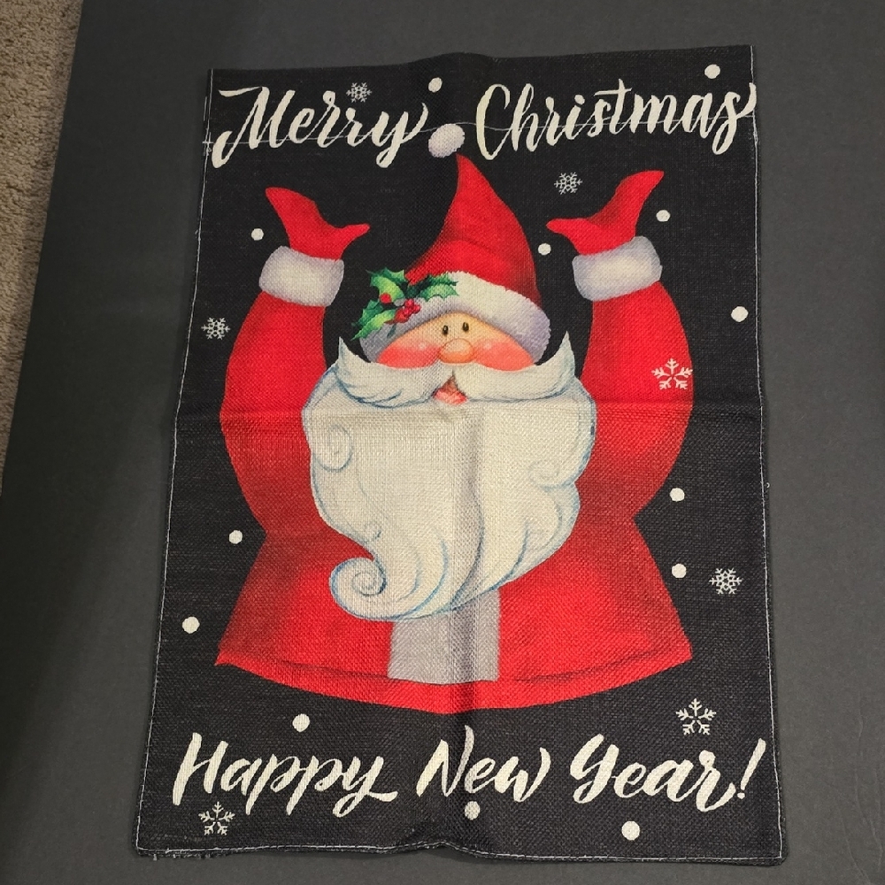 Festive Santa Holiday Tapestry Garden Flag - 12 in. X 18 in.